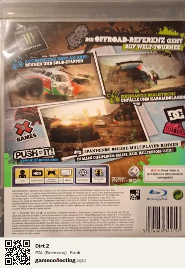 Dirt 2 PlayStation 3, Germany box back