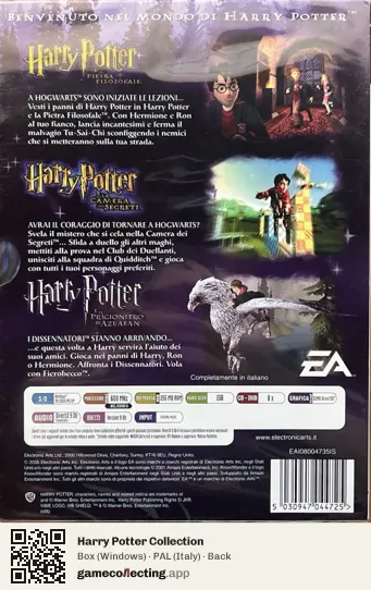 Harry Potter Collection Computer, Italy box back