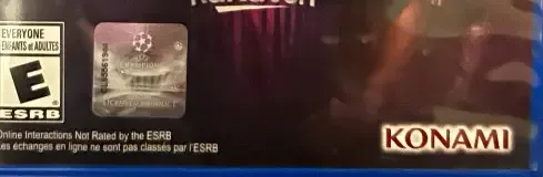 Pro Evolution Soccer 2018, the ESRB box on its front
