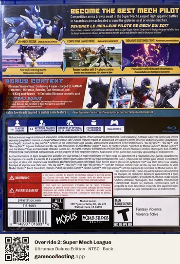 Override 2: Super Mech League PlayStation 4, NTSC box back