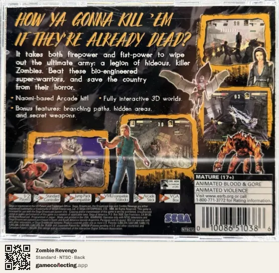 Zombie Revenge Sega Dreamcast, NTSC box back