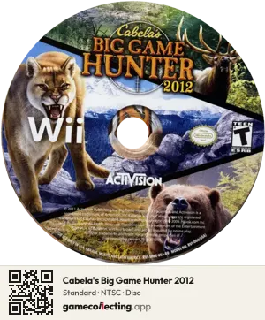 Cabela's Big Game Hunter 2012 Nintendo Wii, NTSC disc