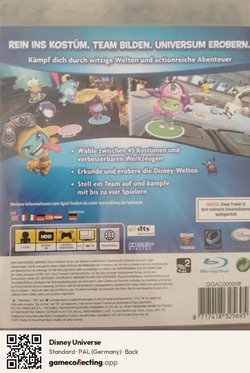 Disney Universe PlayStation 3, Germany box back