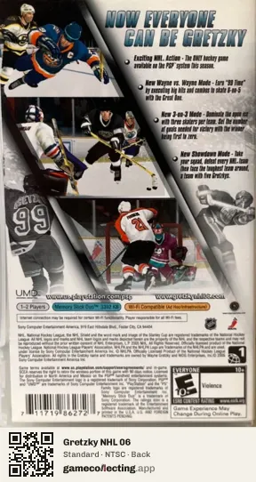 Gretzky NHL 06 PlayStation Portable, NTSC box back