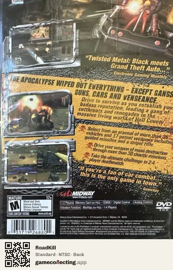 RoadKill PlayStation 2, NTSC box back