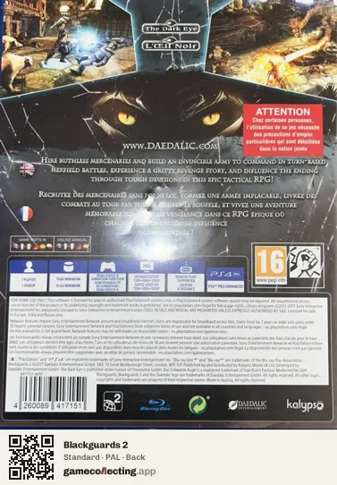 Blackguards 2 PlayStation 4, PAL box back
