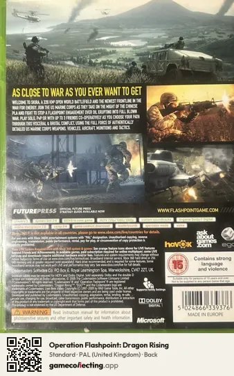 Operation Flashpoint: Dragon Rising Xbox 360, United Kingdom box back