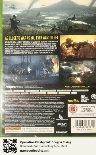 Operation Flashpoint: Dragon Rising Xbox 360, United Kingdom box back