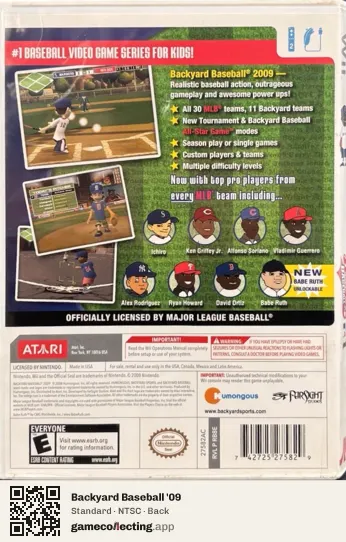 Backyard Baseball '09 Nintendo Wii, NTSC box back