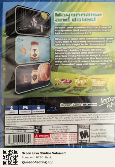 Green Lava Studios Volume 1 PlayStation 4, NTSC box back