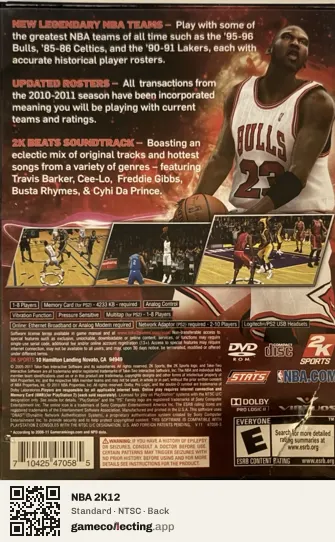 NBA 2K12 PlayStation 2, NTSC box back