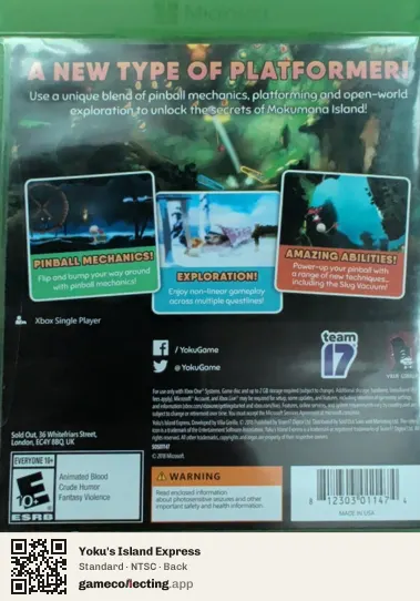 Yoku's Island Express Xbox One, NTSC box back