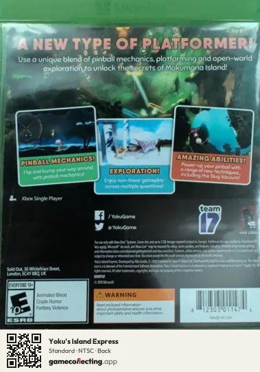 Yoku's Island Express Xbox One, NTSC box back