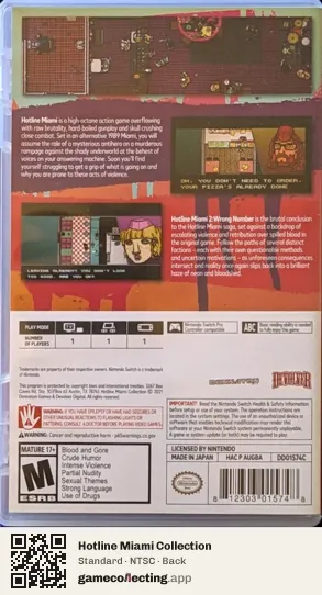 Hotline Miami Collection Nintendo Switch, NTSC box back