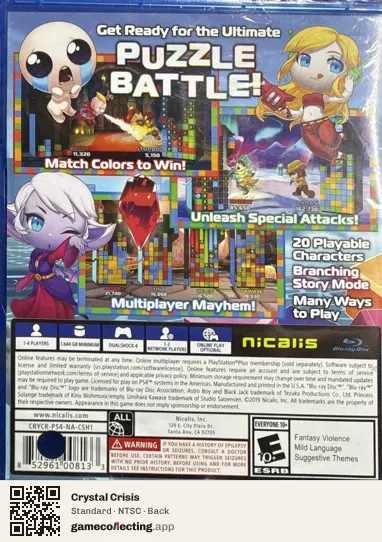 Crystal Crisis PlayStation 4, NTSC box back