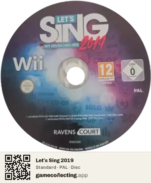 Let's Sing 2019 Nintendo Wii, PAL disc