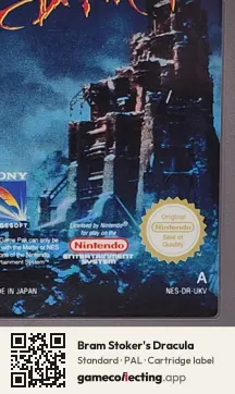 Bram Stoker's Dracula Nintendo Entertainment System, PAL cartridge label