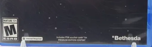 Starfield, the ESRB box on its front