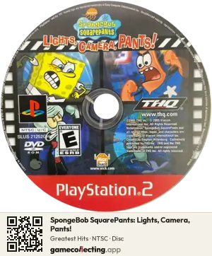 SpongeBob SquarePants: Lights, Camera, Pants! PlayStation 2, NTSC disc