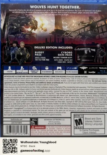 Wolfenstein: Youngblood PlayStation 4, NTSC box back