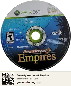 Dynasty Warriors 6: Empires Xbox 360, NTSC disc
