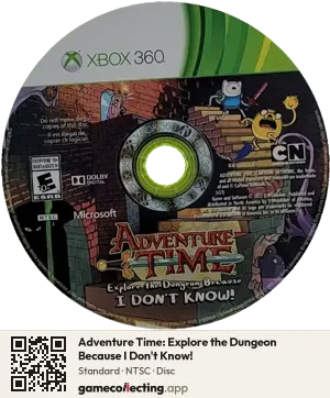 Adventure Time: Explore the Dungeon Because I Don't Know! Xbox 360, NTSC disc