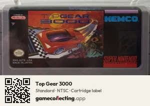 Top Gear 3000 Super Nintendo Entertainment System, NTSC cartridge label