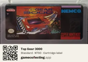 Top Gear 3000 Super Nintendo Entertainment System, NTSC cartridge label