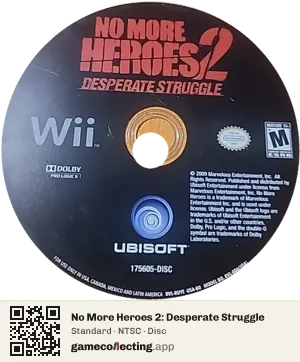 No More Heroes 2: Desperate Struggle Nintendo Wii, NTSC disc