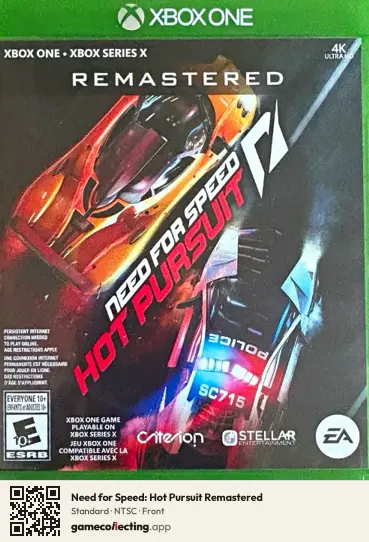 Need for Speed: Hot Pursuit Remastered Xbox One, NTSC box front