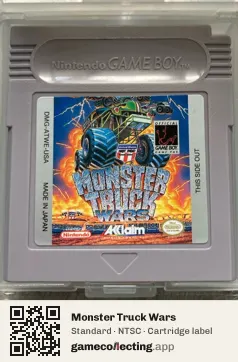 Monster Truck Wars Game Boy, NTSC cartridge label