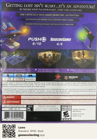 Lumo PlayStation 4, NTSC box back