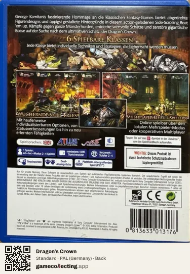 Dragon's Crown PlayStation Vita, Germany box back