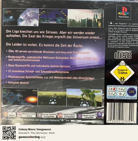 Colony Wars: Vengeance PlayStation, Germany box back