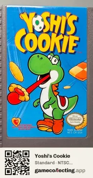 Yoshi's Cookie Nintendo Entertainment System, NTSC cartridge label