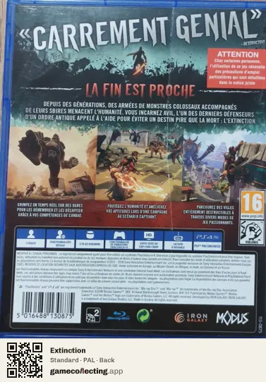Extinction PlayStation 4, PAL box back