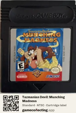 Tazmanian Devil: Munching Madness Game Boy Color, NTSC cartridge label
