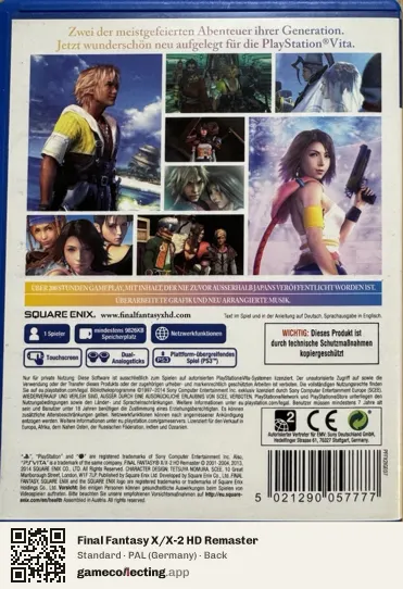Final Fantasy X/X-2 HD Remaster PlayStation Vita, Germany box back