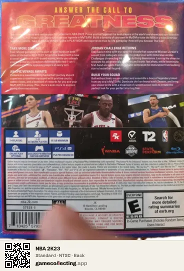 NBA 2K23 PlayStation 4, NTSC box back