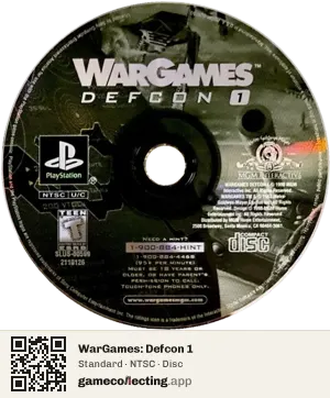WarGames: Defcon 1 PlayStation, NTSC disc