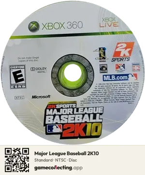 Major League Baseball 2K10 Xbox 360, NTSC disc