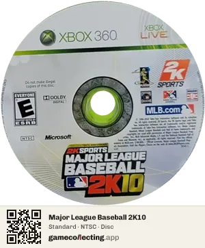 Major League Baseball 2K10 Xbox 360, NTSC disc