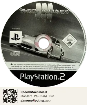 Speed Machines 3 PlayStation 2, PAL disc