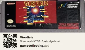 Wordtris Super Nintendo Entertainment System, NTSC cartridge label