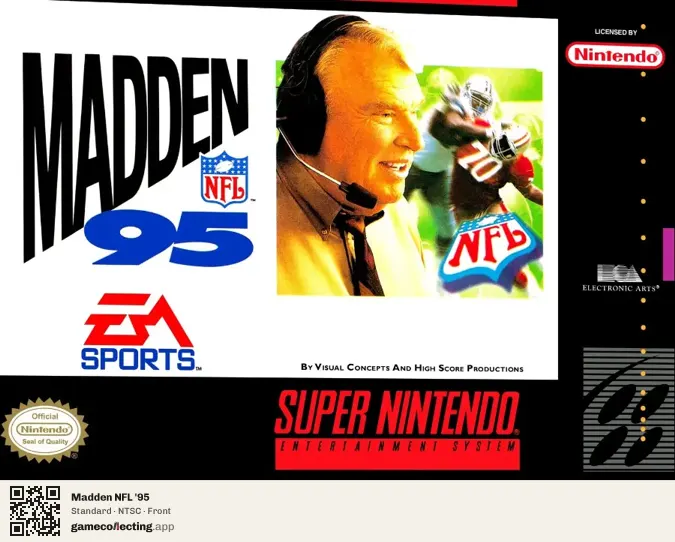 Madden NFL '95 Super Nintendo Entertainment System, NTSC box front