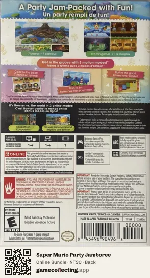 Super Mario Party Jamboree Nintendo Switch, NTSC box back