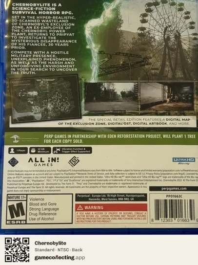 Chernobylite PlayStation 5, NTSC box back
