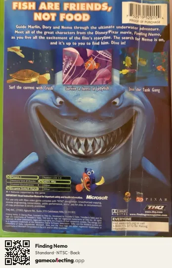 Finding Nemo Xbox, NTSC box back