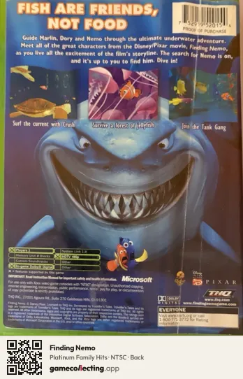 Finding Nemo Xbox, NTSC box back