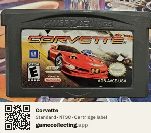 Corvette Game Boy Advance, NTSC cartridge label